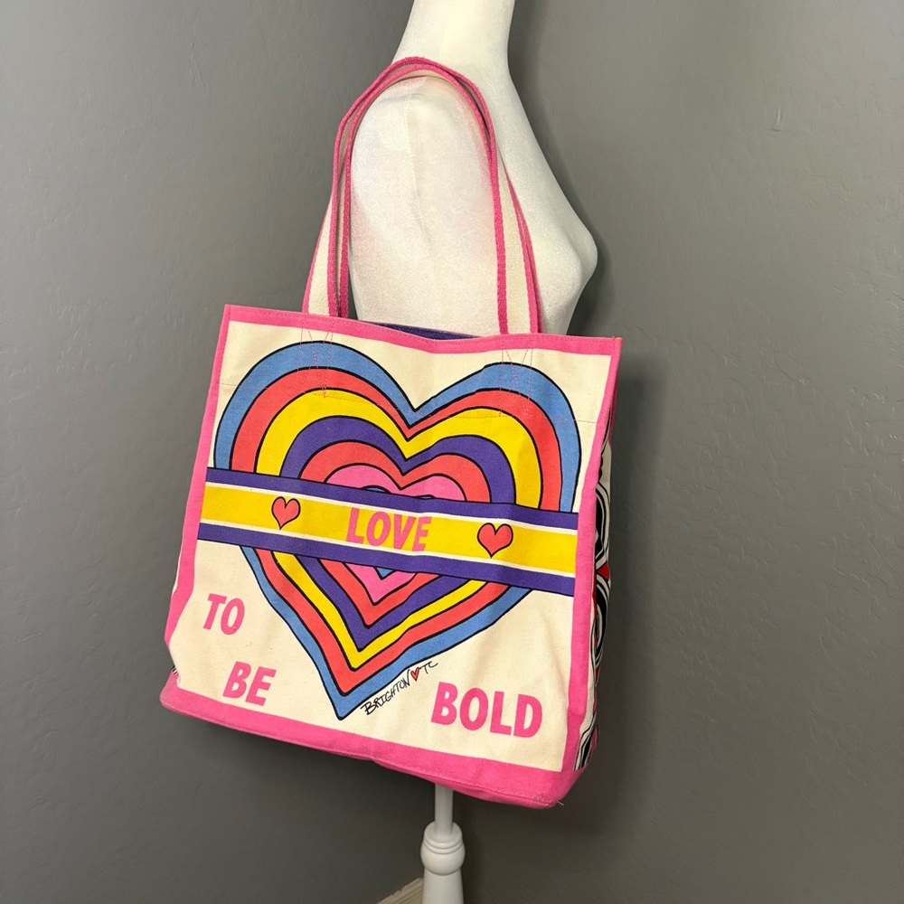 Brighton "Love to Be Bold" Heart Canvas‎ Tote - Tom Clancy Design - Colorful